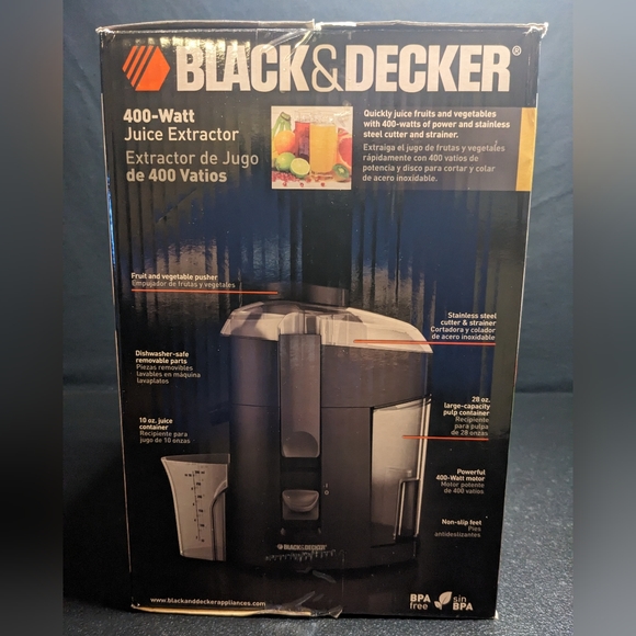 New 400 Watt Fruit And Vegetable Juice Extractor/Juicer, Compact Design, Black - Picture 2 of 12